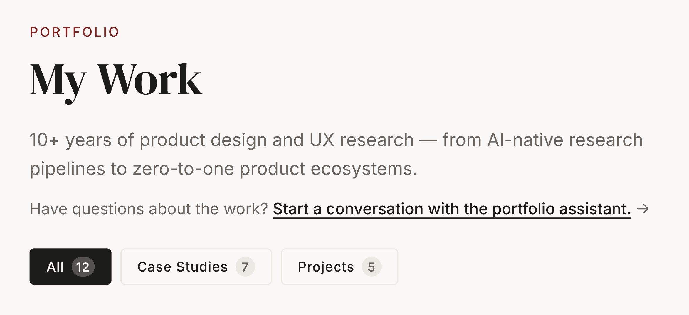 The Assistant linked (not CTA'd) at the top of the My Work page